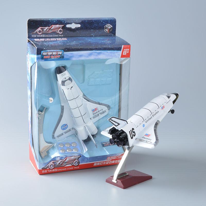 Alloy Diecast Model Plane Kids Toy Columbia Space Shuttle Model Pull Back Action with Light & Sound Toys for Children Christmas