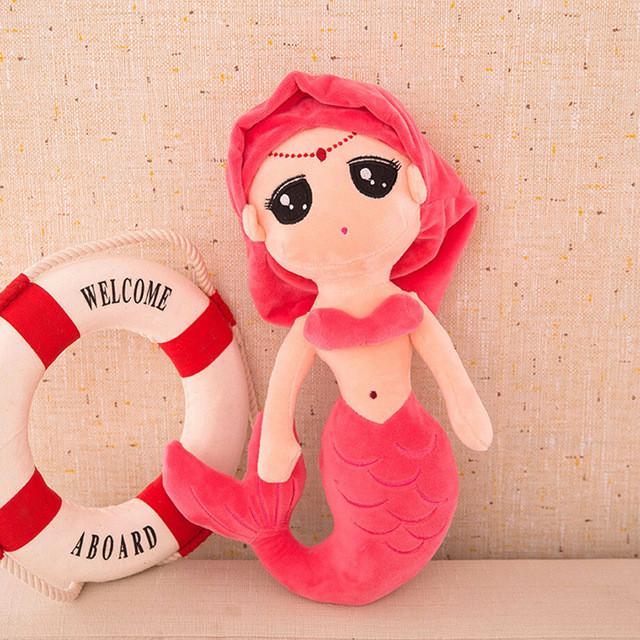 1 Pc Beautiful Cute Soft Stuff Plush Little Mermaid Dolls with Curved Tail Gifts Toys For Children Girls Christmas Blue Sky 30cm