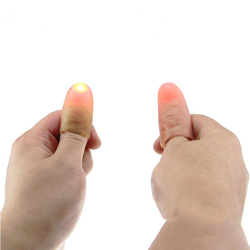 1 Pair Funny Novelty LED Light Flashing Fingers Magic Tricks Kids Amazing Fantastic Glow Toys Children Luminous Gifts Decor