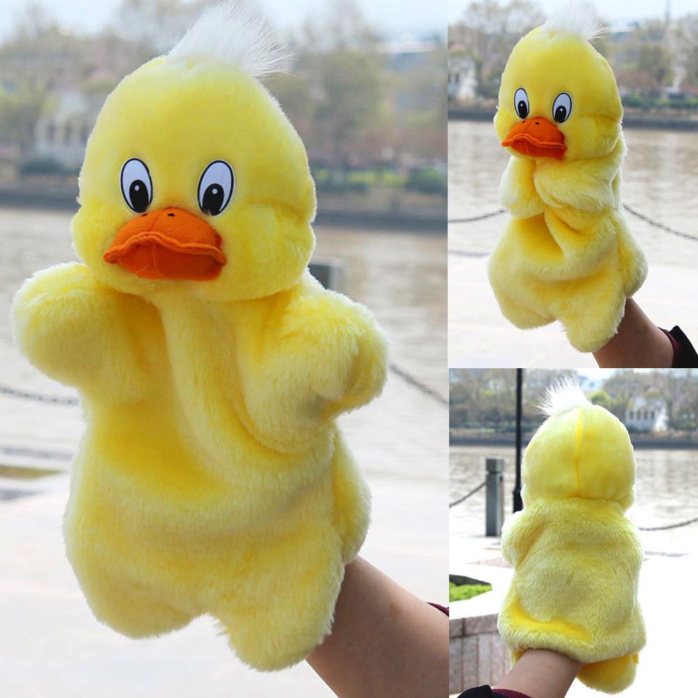 1Pcs Baby Plush Toys Duckling Hand Puppet Cartoon Animal Finger Puppet Hand Kids Learning & Education Toys Gifts