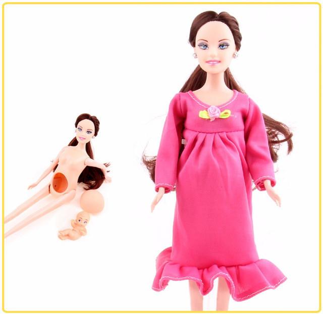 Educational Real pregnant doll suits mom doll have a baby in her tummy for barbie Girls Toys Best Gift