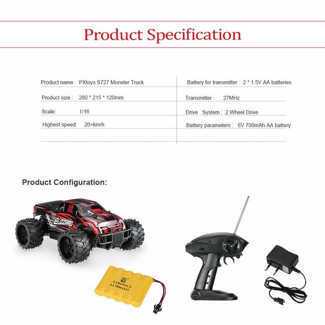 Original High Speed Off-road Monster Mini RC Car RC Remote Control Cars SUV S727 27MHz 1:16 20km/h Boys Racing Model Toys Gifts