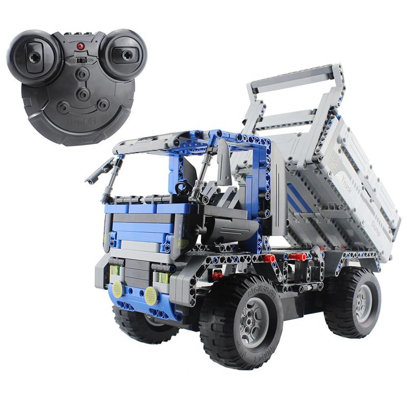 2.4G Remote Control Car Dump Truck Building Blocks Assembled RC Vehicles DIY 3D Puzzle Construction Educational Toy