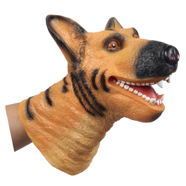 Quality Soft Vinyl PVC Animal Head Figure Dinosaur Tiger Lion Cow & Dog Hand Puppet Gloves Children Toy Model Gift
