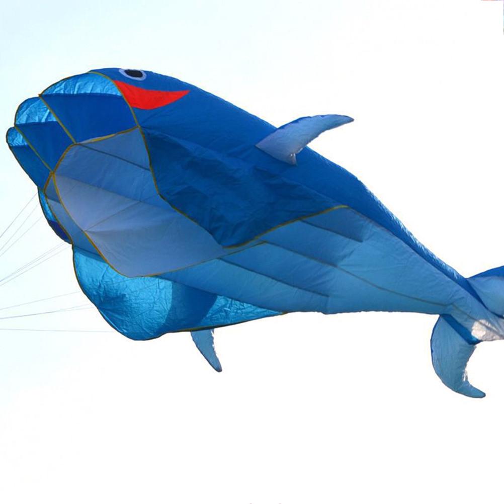 Outdoor Sport Dolphins Kites 3D Huge Soft Parafoil Giant Dolphin Blue Kite Easy to Fly Frameless Flying Toys