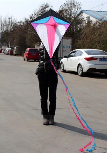 2ft 68cm Diamond Kite Long Tail With Handle and Line Good Flying