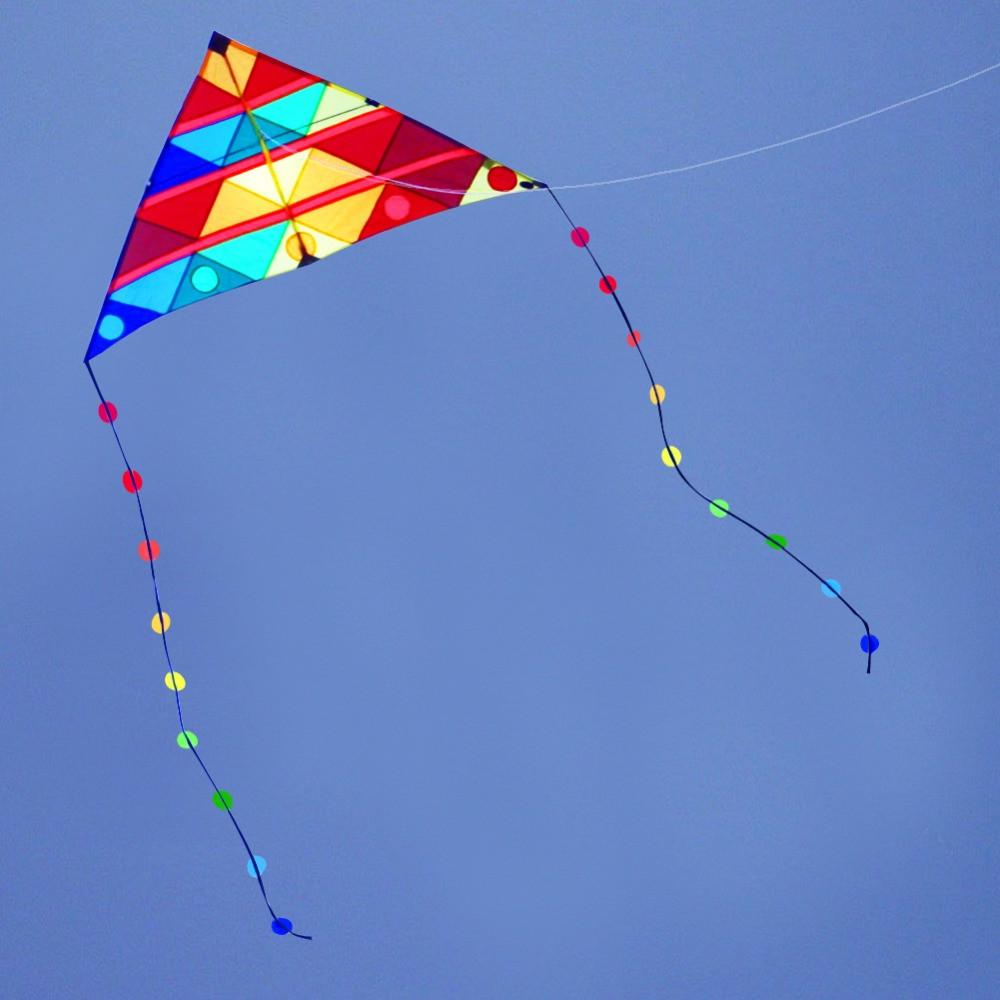 Single Line Kite With Kite Accessories 1.5M Beach Triangle Kite With Double Tail 100m Kite Line  Flying Tool
